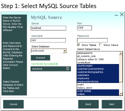 Select MSSQL tables for conversion