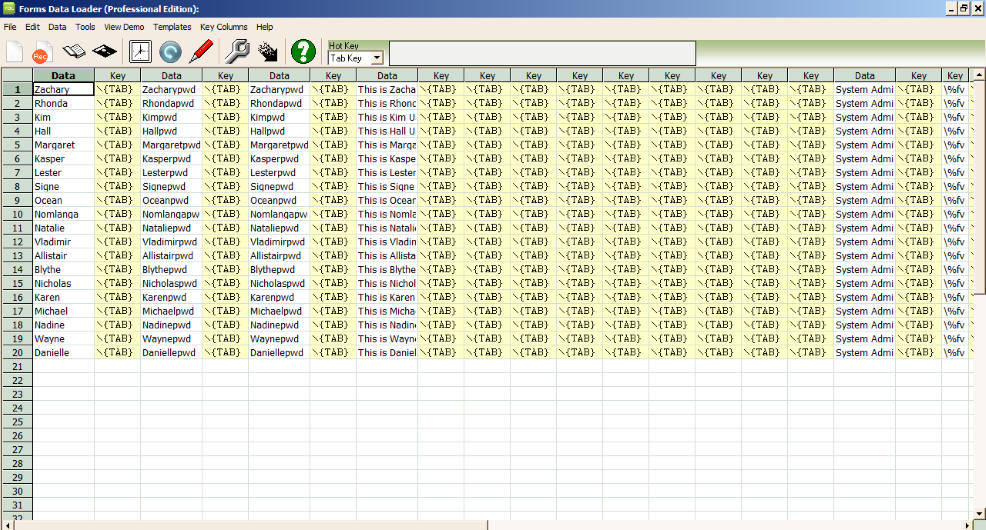 Populated sheet in Data Loader