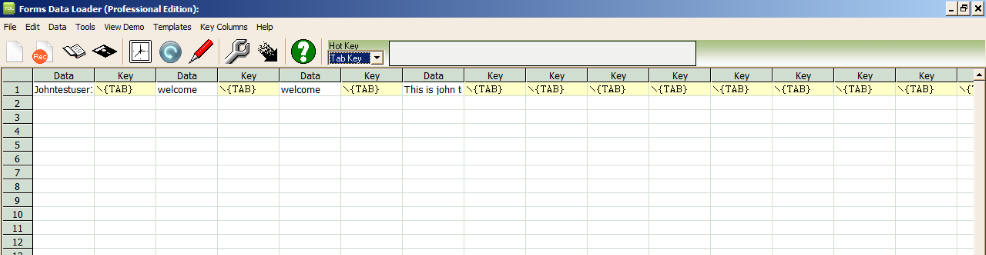 Data Loader recorded sheet