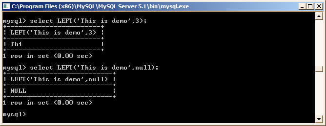 LEFT Function in MySQL