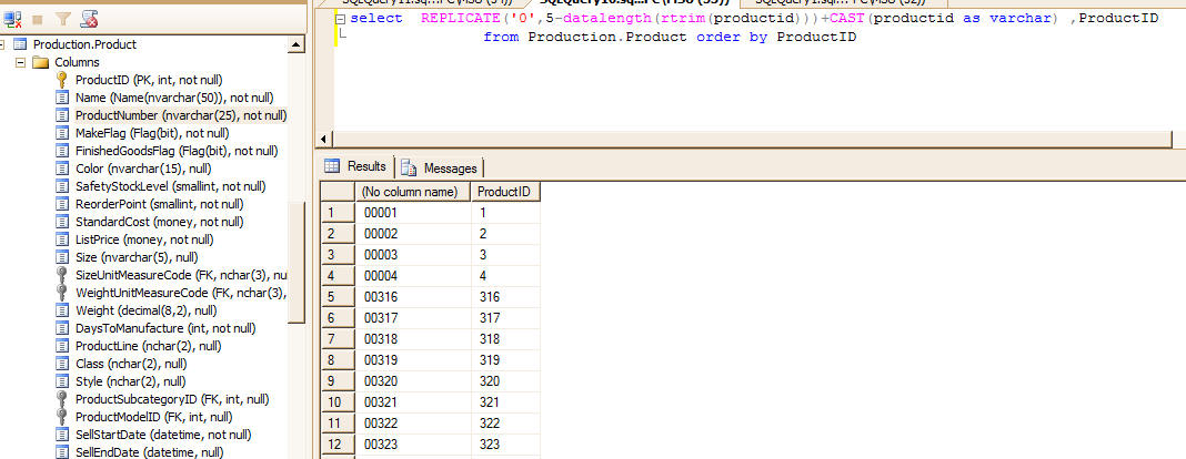 REPLICATE Example MSSQL