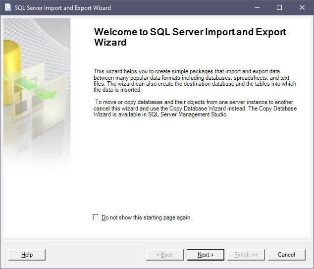 SQL Server Import and Export Wizard