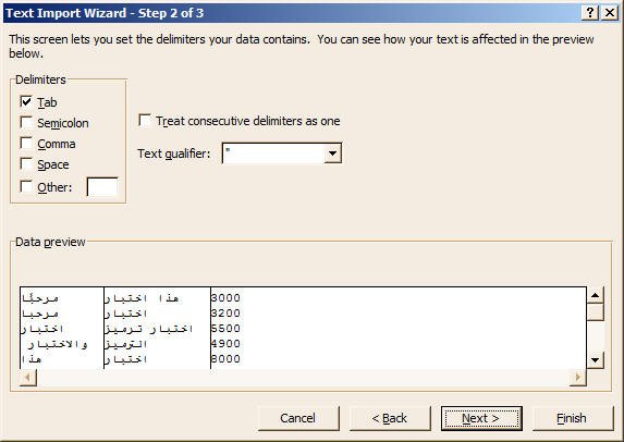 Import data into Excel step 2