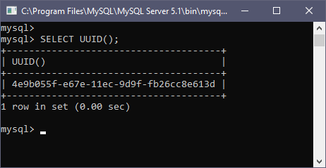 MySQL UUID function