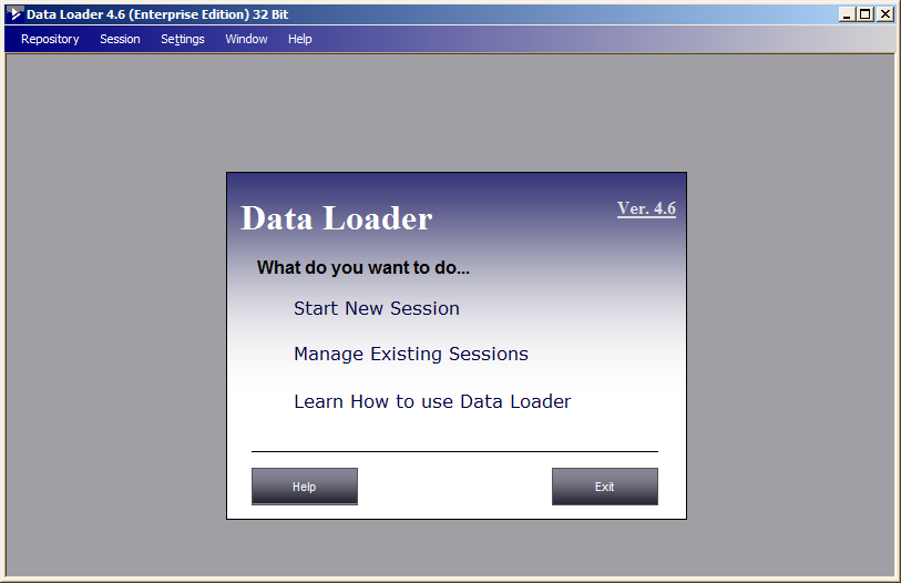 Data Loader main screen