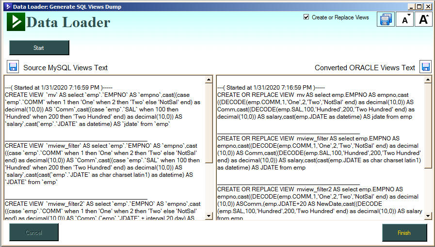 mysql to oracle views conversion