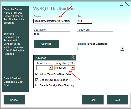 using ssl-file certificate in dataloader